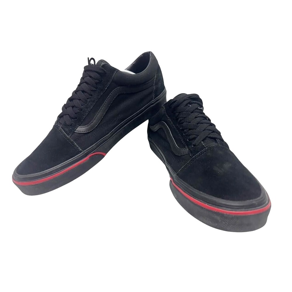 VANS Old Skool Flame Wall + Red Trim / Lace up Black Sneakers Shoes Size 12 Mens